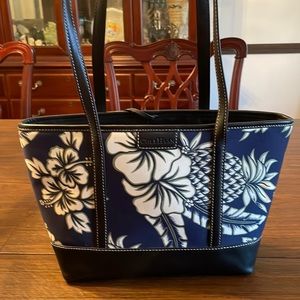 Coke Haan Hawaiian print small tote navy